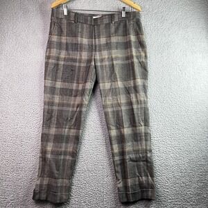 Gunex Pants Womens 10 Brown Plaid Italy Italian Virgin Wool Academia Trouser